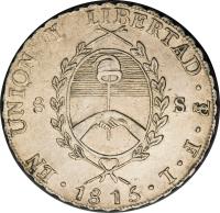 obverse of 8 Soles (1815) coin with KM# 15 from Argentina.