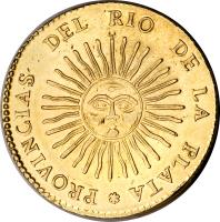 reverse of 8 Escudos (1826 - 1835) coin with KM# 21 from Argentina.