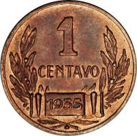 reverse of 1 Centavo (1935) coin with KM# Pn43 from Argentina. Inscription: 1 CENTAVO 1935