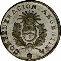 Argentine provinces coin 1/2 Real (1854) obverse obverse of 1/2 Real (1854) coin with KM# 24 from Argentine provinces. Inscription: CONFEDERACION ARGENTINA