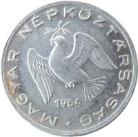 obverse of 10 Fillér (1950 - 1966) coin with KM# 547 from Hungary. Inscription: MAGYAR NÉPKÖZTÁRSASÁG 1961