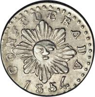 Argentine provinces coin 1/2 Real (1850 - 1854) obverse obverse of 1/2 Real (1850 - 1854) coin with KM# 29 from Argentine provinces. Inscription: CONFEDERADA 1854