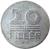 reverse of 20 Fillér (1967 - 1989) coin with KM# 573 from Hungary. Inscription: 20 FILLÉR BP.