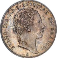 obverse of 1 Conventionsthaler - Franz Joseph I (1852 - 1856) coin with KM# 2243 from Austria.