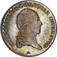 obverse of 1 Thaler - Franz I (1806 - 1810) coin with KM# 2160 from Austria. Inscription: FRANCISCVS I · D · G · AVSTRIAE IMPERATOR · A