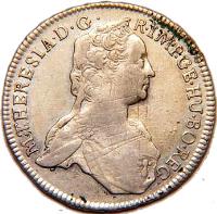 obverse of 17 Kreuzer - Maria Theresa (1750 - 1765) coin with KM# 1782 from Austria. Inscription: M · THERESIA · D · G · R · IMP · GE · HU · BO · REG ·