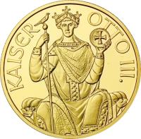 Austria coin 1000 Schilling - Ostarrichi - Otto III (1996) obverse obverse of 1000 Schilling - Ostarrichi - Otto III (1996) coin with KM# 3037 from Austria.