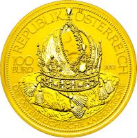 obverse of 100 Euro - Imperial crown of Austria (2012) coin with KM# 3214 from Austria. Inscription: REPUBLIK ÖSTERREICH 100 EURO 2012 DIE ÖSTERREICHISCHE KAISERKRONE