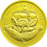 Austria coin 100 Euro - The archducal crown of Austria (2009) obverse obverse of 100 Euro - The archducal crown of Austria (2009) coin with KM# 3181 from Austria. Inscription: REPUPLIK ÖSTERREICH 100 EURO 2009 ÖSTERREICHISCHER ERZHERZOGSHUT