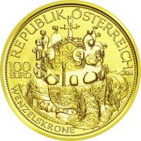 obverse of 100 Euro - The Crown of St.Wenceslas (2011) coin with KM# 3203 from Austria. Inscription: REPUBLIK ÖSTERREICH 100 EURO WENZELSKRONE