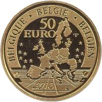 Belgium coin 50 Euro - Albert II - Central Africa Museum (2010) obverse obverse of 50 Euro - Albert II - Central Africa Museum (2010) coin with KM# 306 from Belgium. Inscription: BELGIQUE · BELGIE · BELGIEN 50 EURO 2010 LL