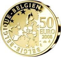 obverse of 50 Euro - Albert II - L'oiseau bleu (2008) coin with KM# 267 from Belgium. Inscription: BELGIQUE-BELGIE-BELGIEN 50 EURO 2008