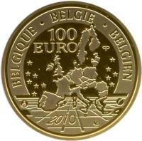reverse of 100 Euro - Albert II - Prince Philippe (2010) coin with KM# 307 from Belgium. Inscription: PRINCE PHILIPPE - PRINS FILIP 1960-50-2010