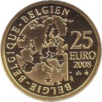 Belgium coin 25 Euro - Albert II - Beijing Olympics (2008) reverse reverse of 25 Euro - Albert II - Beijing Olympics (2008) coin with KM# 269 from Belgium. Inscription: BELGIE - BELGIQUE - BELGIEN 25 EURO 2008
