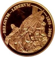 obverse of 100 Euro - Albert II - 175th Anniversary of Independence (2005) coin with KM# 253 from Belgium. Inscription: BELGIVM LIBERVM 1830 2005