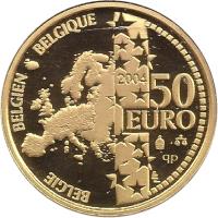 reverse of 50 Euro - Albert II - 70th Birthday of Albert II (2004) coin with KM# 250 from Belgium. Inscription: BELGIE BELGIQUE BELGIEN 50 EURO 2004