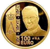 Belgium coin 100 Euro - Albert II - Reign of Albert II (2003) reverse reverse of 100 Euro - Albert II - Reign of Albert II (2003) coin with KM# 238 from Belgium. Inscription: BELGIQUE - BELGIE - BELGIEN 100 EURO 2003 AII
