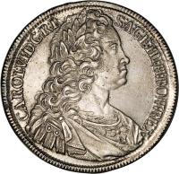 Bohemia coin 1 Taler - Karl VI - Prague mint (1728 - 1740) obverse obverse of 1 Taler - Karl VI - Prague mint (1728 - 1740) coin with KM# 1503 from Bohemia.