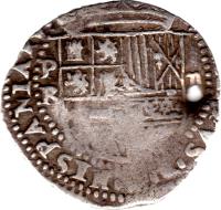 Bolivia coin 2 Reales - Felipe III - Colonial Cob Coinage (1596 - 1621) obverse obverse of 2 Reales - Felipe III - Colonial Cob Coinage (1596 - 1621) coin with KM# 8 from Bolivia. Inscription: PHILIPPVS III D. G:HISPANIARVM