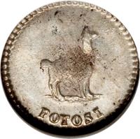 obverse of 1/4 Sol (1852) coin with KM# 111 from Bolivia. Inscription: POTOSI