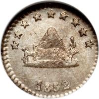 reverse of 1/4 Sol (1852) coin with KM# 111 from Bolivia. Inscription: ********* 1852