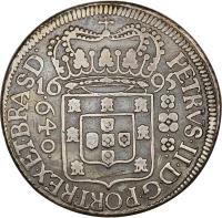 obverse of 640 Réis - Pedro II (1695 - 1698) coin with KM# 84 from Brazil.