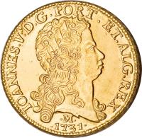 obverse of 12800 Réis - João V (1727 - 1733) coin with KM# 139 from Brazil. Inscription: IOANNES.V.D.G.PORT.ET.ALG.REX · M · · 1732 ·