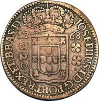 obverse of 320 Réis - José I (1768 - 1776) coin with KM# 192 from Brazil.
