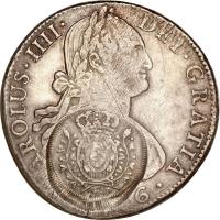 obverse of 960 Réis - João Prince Regent - Minas Gerais; Countermarked (1808) coin with KM# 248 from Brazil.