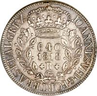 obverse of 640 Réis - João VI (1818 - 1822) coin with KM# 325 from Brazil. Inscription: JOANNES · VI · D · G · PORT · BRAS · ET · ALG · REX · 640 1818 R