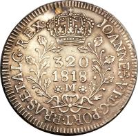 obverse of 320 Réis - João VI (1818 - 1821) coin with KM# 324 from Brazil.