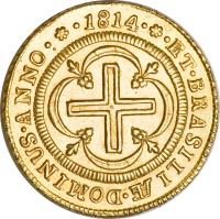 Brazil coin 4000 Réis - João Prince Regent (1805 - 1817) reverse reverse of 4000 Réis - João Prince Regent (1805 - 1817) coin with KM# 235 from Brazil. Inscription: · ET · BRASILIƷDOMINUS · ANNO · · 1814 ·