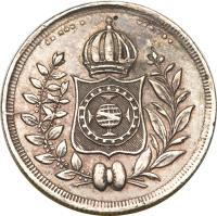 Brazil coin 100 Réis - Pedro II (1834 - 1848) reverse reverse of 100 Réis - Pedro II (1834 - 1848) coin with KM# 452 from Brazil.
