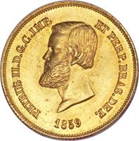 obverse of 5000 Réis - Pedro II (1854 - 1859) coin with KM# 470 from Brazil.