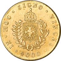 Brazil coin 4000 Réis - Pedro II (1832 - 1833) reverse reverse of 4000 Réis - Pedro II (1832 - 1833) coin with KM# 386 from Brazil.