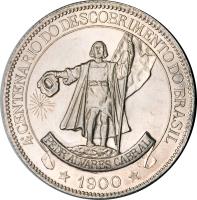Brazil coin 4000 Réis - Anniversary of Colonization (1900) obverse obverse of 4000 Réis - Anniversary of Colonization (1900) coin with KM# 502 from Brazil.