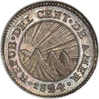 Central American Republic coin 1/2 Real (1824) obverse obverse of 1/2 Real (1824) coin with KM# 2 from Central American Republic.