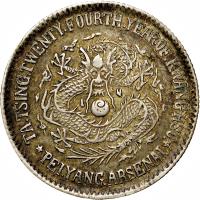 reverse of 2 Jiao - Guangxu (1896 - 1898) coin with Y# 63 from China.