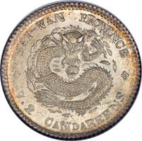 China coin 7.2 Candareens - Guangxu (1893 - 1894) reverse reverse of 7.2 Candareens - Guangxu (1893 - 1894) coin with Y# 247 from China.