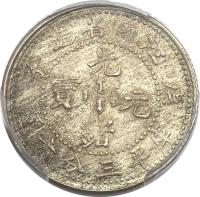 China coin 3.6 Candareens - Guangxu (1899 - 1901) obverse obverse of 3.6 Candareens - Guangxu (1899 - 1901) coin with Y# 141a from China. Inscription: 子 造省南江 庚 光 寶 元 緒 六分三平庫