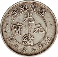 China coin 7.2 Candareens - Guangxu (1908) obverse obverse of 7.2 Candareens - Guangxu (1908) coin with Y# 12 from China.