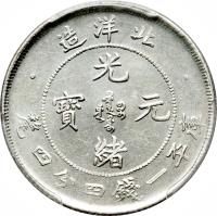 China coin 1 Mace and 4.4 Candareens - Guangxu (1899 - 1905) obverse obverse of 1 Mace and 4.4 Candareens - Guangxu (1899 - 1905) coin with Y# 71 from China.