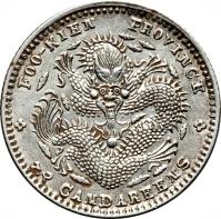 China coin 7.2 Candareens - Guangxu (1896 - 1903) reverse reverse of 7.2 Candareens - Guangxu (1896 - 1903) coin with Y# 103 from China. Inscription: FOO-KIEN PROVINCE 7.2 CANDAREENS