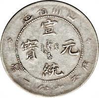 China coin 7.2 Candareens - Xuantong (1909 - 1911) obverse obverse of 7.2 Candareens - Xuantong (1909 - 1911) coin with Y# 240 from China.