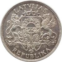 Latvia coin 1 Lats (1923 - 1924) obverse obverse of 1 Lats (1923 - 1924) coin with KM# 7 from Latvia. Inscription: LATVIJAS REPUBLIKA