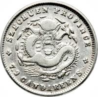 China coin 7.2 Candareens - Guangxu (1898 - 1908) reverse reverse of 7.2 Candareens - Guangxu (1898 - 1908) coin with Y# 235 from China.