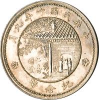 China coin 1 Yuan - Xu Shichang (1921) reverse reverse of 1 Yuan - Xu Shichang (1921) coin with K# 676 from China. Inscription: 月九年十國民華中 仁壽同登 幣念紀