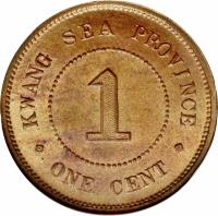 China coin 1 Cent (1919) reverse reverse of 1 Cent (1919) coin with Y# 413 from China. Inscription: KWANG-SEA PROVINCE 1 ONE CENT
