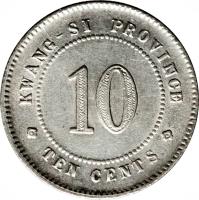 reverse of 1 Jiao (1920) coin with Y# 414 from China. Inscription: KWANG-SI PROVINCE 10 TEN CENTS