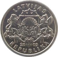 obverse of 1 Lats - Namejs ring (2009) coin with KM# 101 from Latvia. Inscription: LATVIJAS 20 09 REPUBLIKA